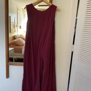 Free People Wine-color Sleeveless Jumpsuit
